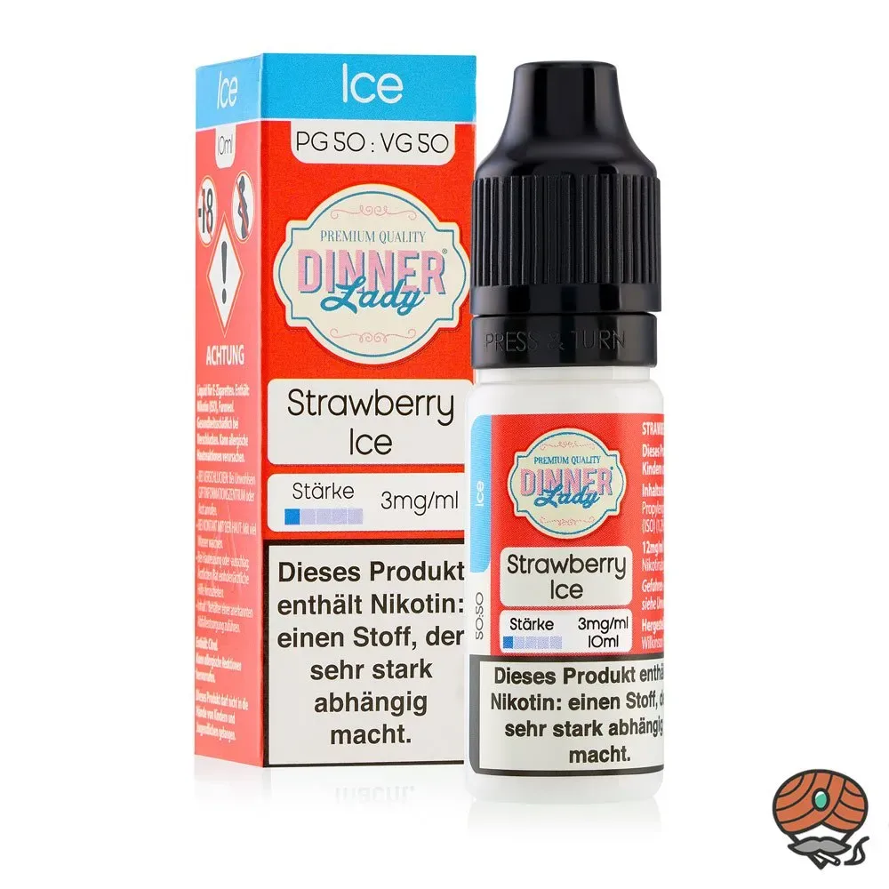 Dinner Lady Strawberry Ice 3mg/ml Nikotin, 10ml Liquid 50/50