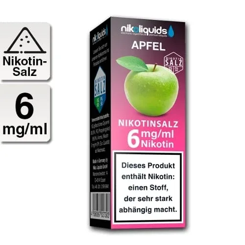 E-Liquid Nikotinsalz NIKOLIQUIDS Apfel 6 mg