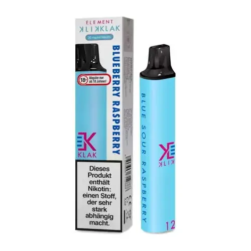 E-Zigarette: Element Klik Klak E-Zigarette 20mg 600 Züge 400mAh NicSalt Blue Sour Raspberry