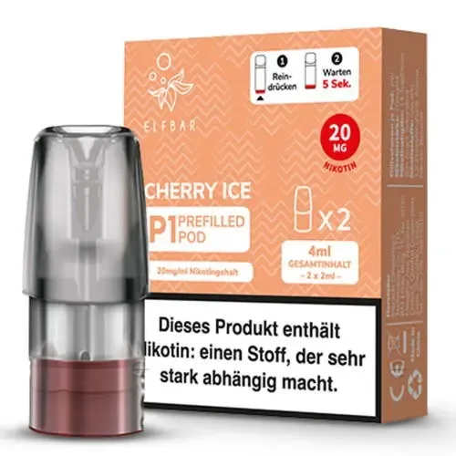 E-Zigarette: ElfBar Mate 500 – Cherry Ice – Liquid NicSalt 20mg Prefilled Pod – 2er Pack