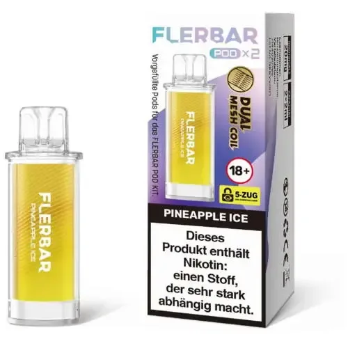 E-Zigarette: Flerbar – Pineapple Ice – Prefilled Pod 2er Pack 2ml 20mg NicSalt