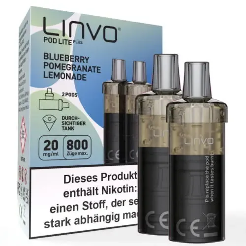 E-Zigarette: Linvo Pod Lite Plus – Blueberry Pomegranate Lemonade – Prefilled Pod 2er Pack 2ml 20mg