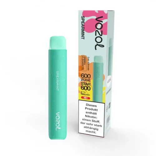 E-Zigarette: Vozol Star 600 E-Zigarette 20mg 600 Züge 500mAh NicSalt Spearmint
