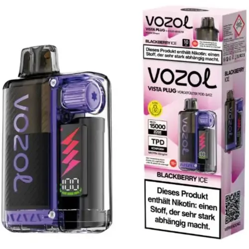 E-Zigarette: Vozol Vista Plug 15000 Prefilled Pod Kit – Blackberry Ice