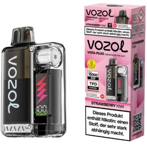 E-Zigarette: Vozol Vista Plug 15000 Prefilled Pod Kit – Strawberry Kiwi