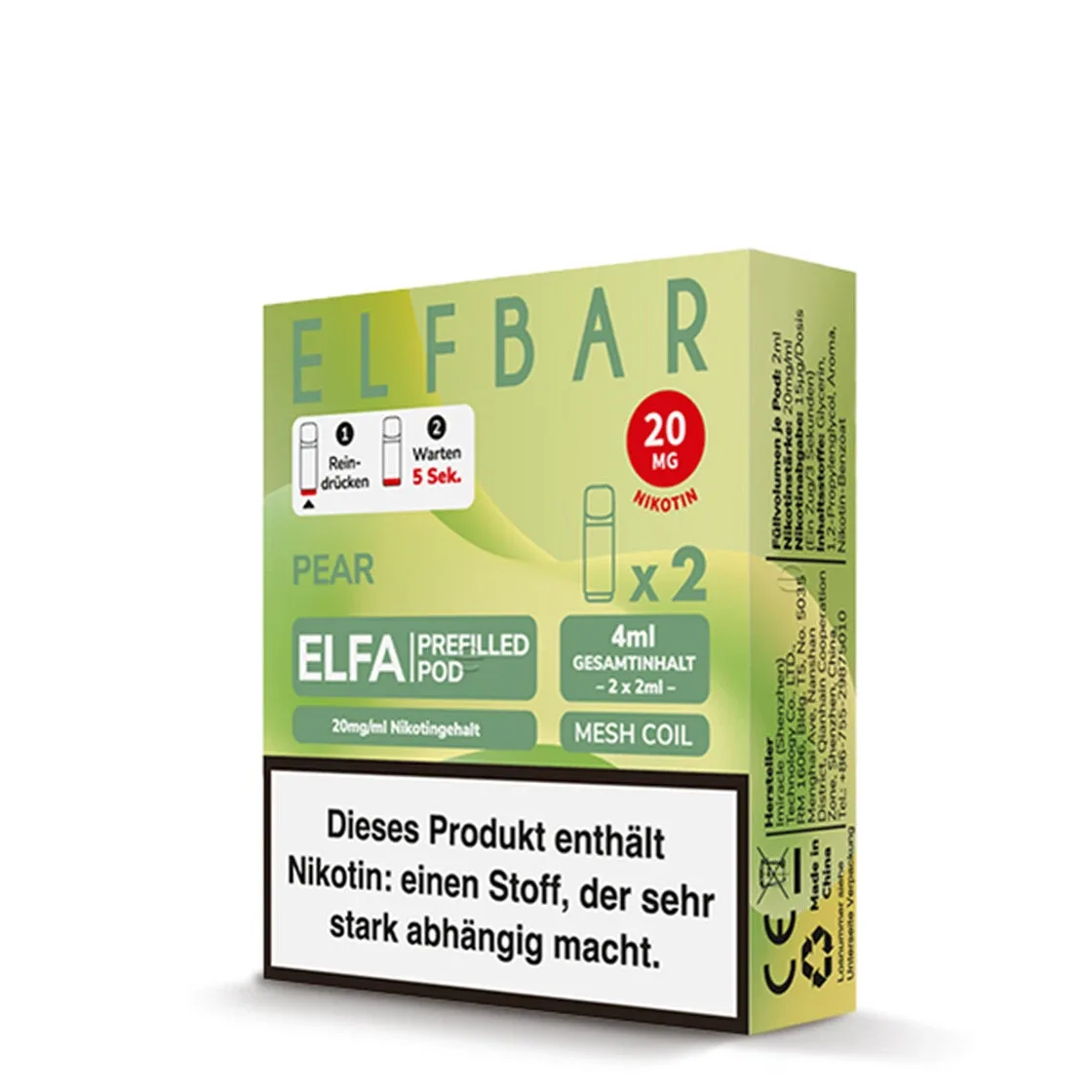 Elf Bar Elfa Pod 20mg – Pear (2 Stück Pro Packung)