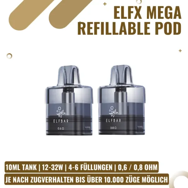 Elf Bar ELFX Mega – Refillable Pod – 10ml