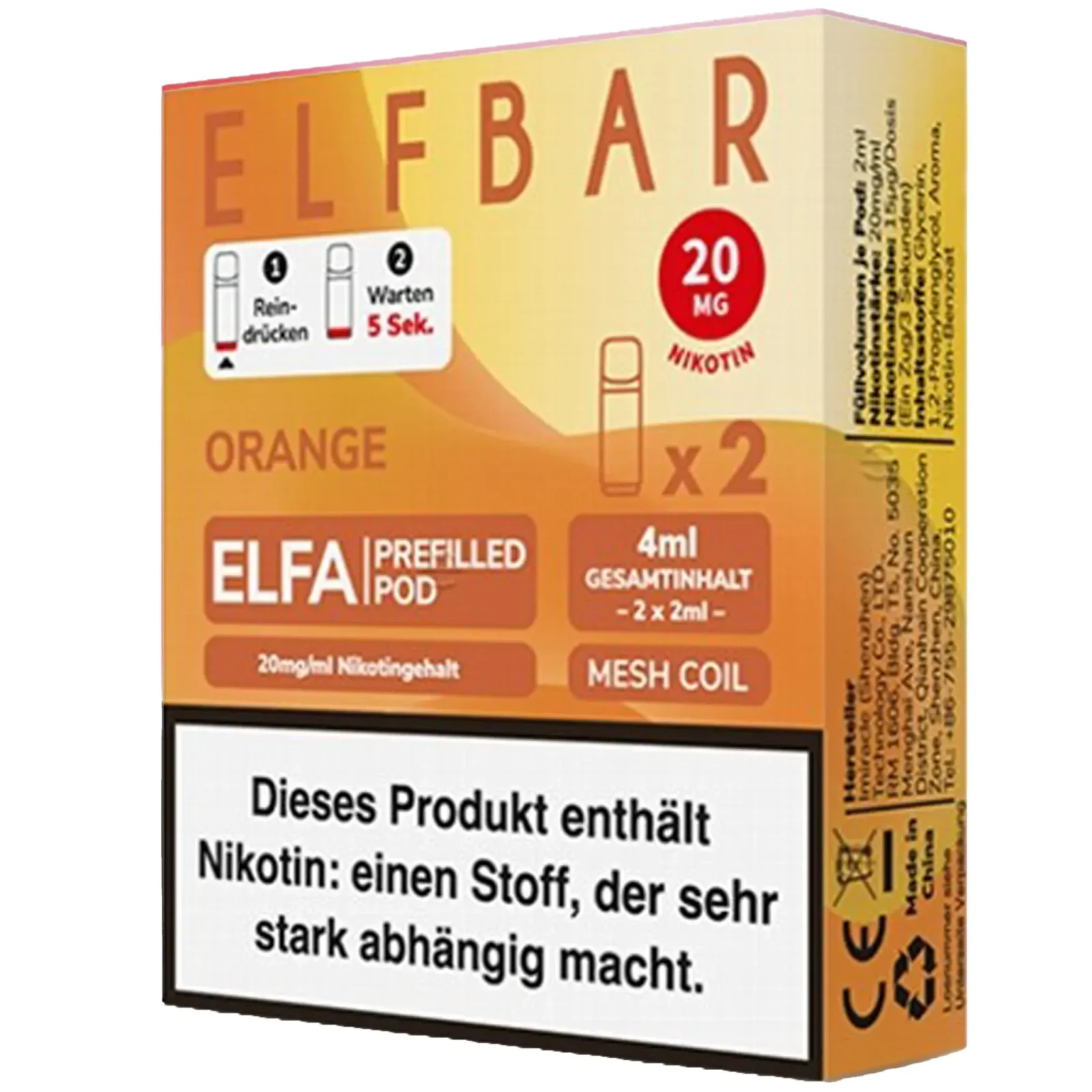 ELFBAR ELFA 2 Pods Orange – 20mg/ml