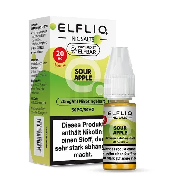Elfbar – ElfLiq – 10ml – Sour Apple | Nikotinsalz-Stärke : 20mg