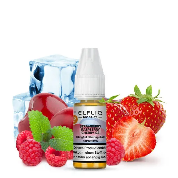 Elfbar – Elfliq – Strawberry Raspberry Cherry Ice – Nikotinsalz Liquid – 10ml