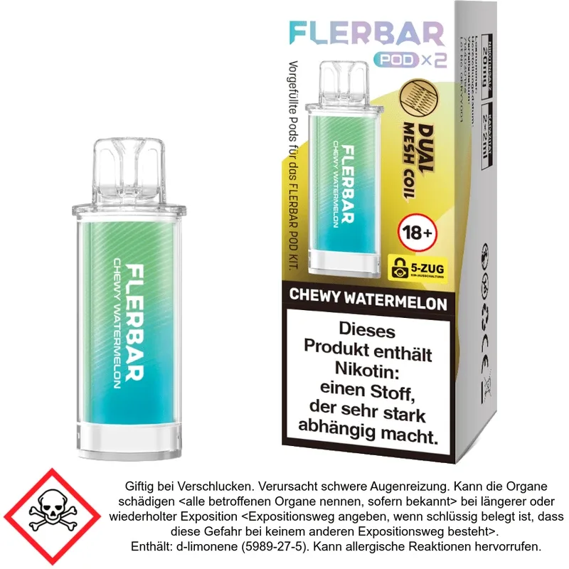 Flerbar Pod Chewy Watermelon 20 mg/ml (2 Stück pro Packung)