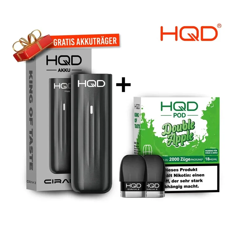 HQD Cirak 2 Pod – Double Apple + Akkuträger Black Gratis