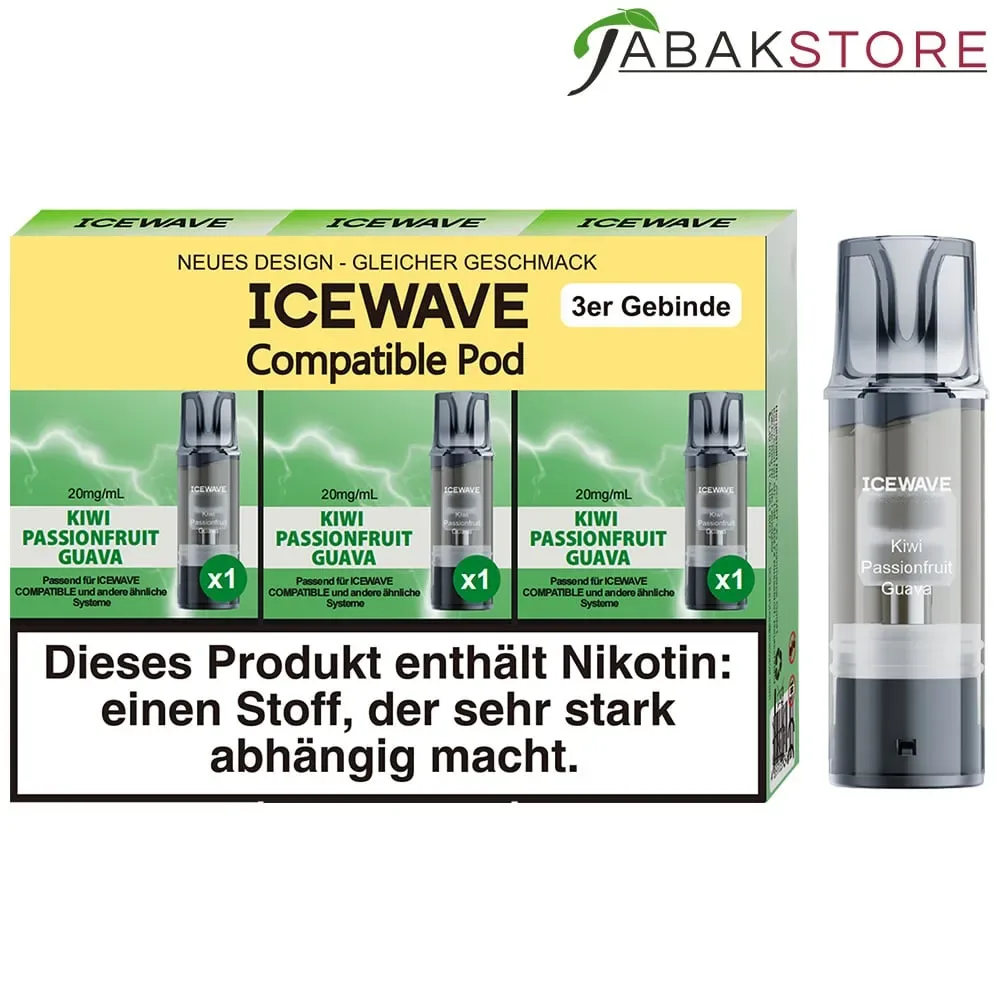 Icewave Pods – Kiwi Passionfruit Guava (3x Pods pro Packung) 20mg