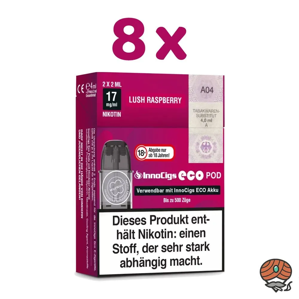 InnoCigs eco POD Lush Raspberry 17mg/ml Nikotin 8x 2 Pods