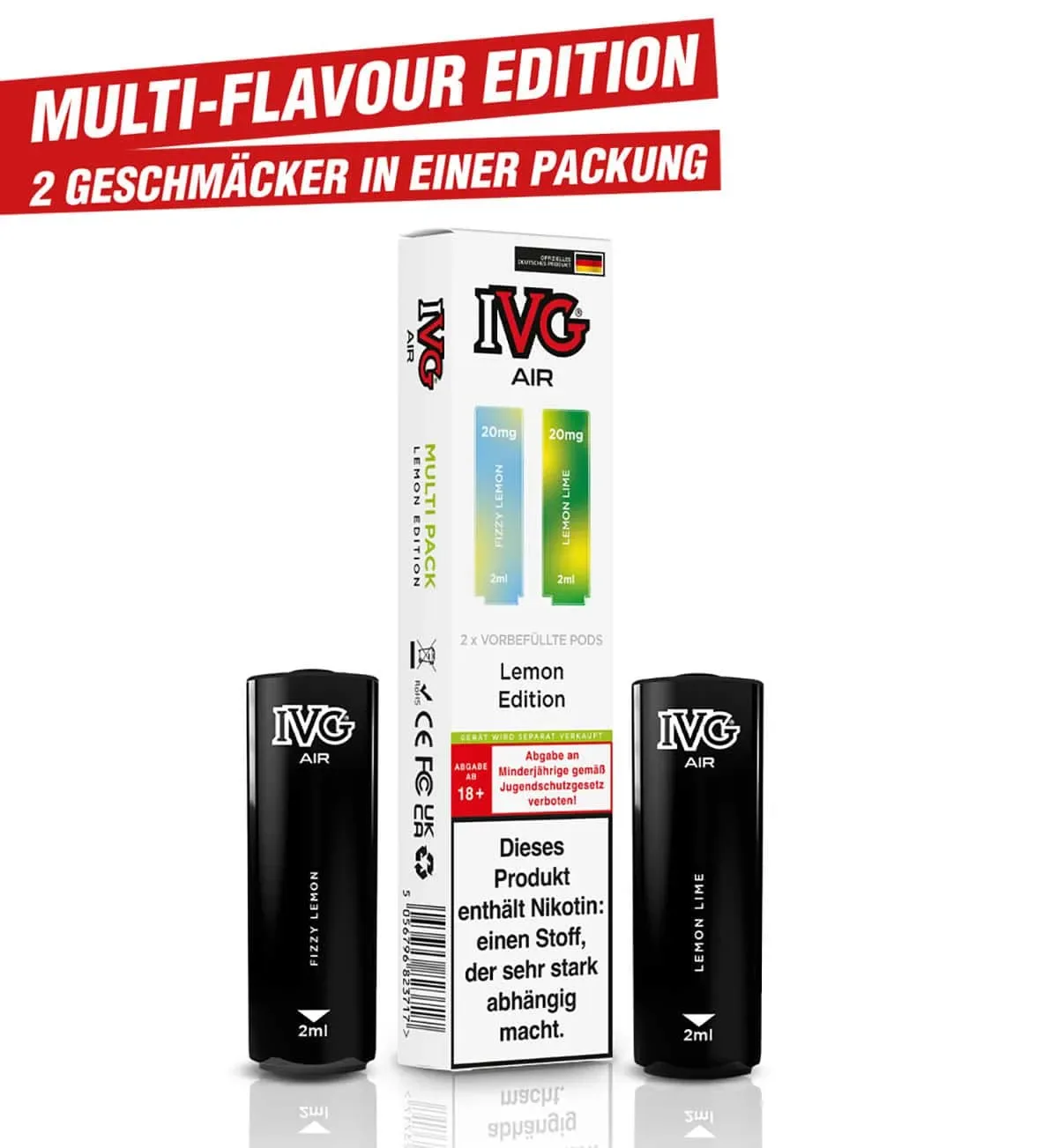 IVG Air | Lemon Edition | Multi-Flavour | Liquid Pod | 20mg | 2er Pack