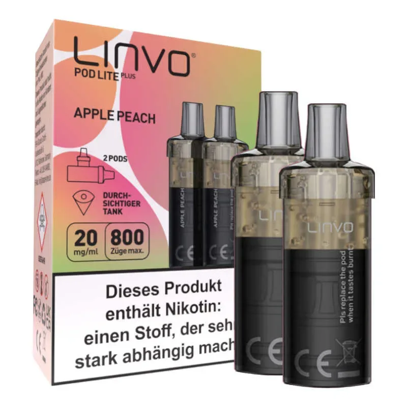 Linvo – Pod Lite Plus Cartridge (2 Stück pro Packung) – Apple Peach