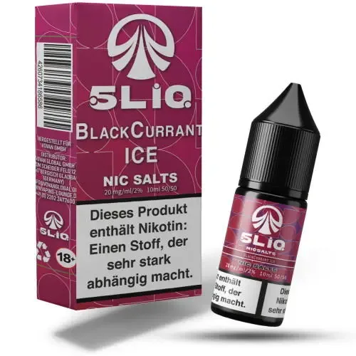 Liquids: 5LIQ Blackcurrant Ice NicSalt Liquid