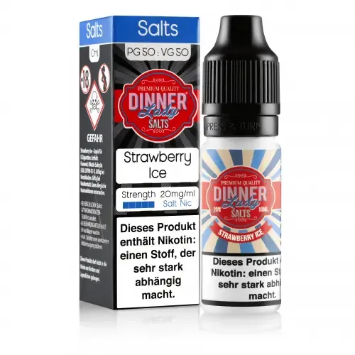 Liquids: Strawberry Ice 10ml 20mg NicSalt by Dinner Lady