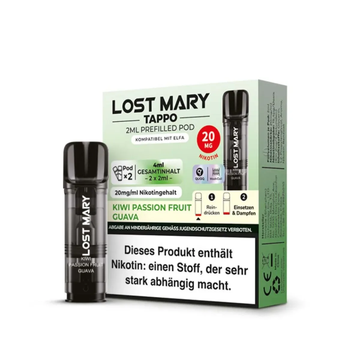 Lost Mary Tappo – Kiwi Passion Fruit Guava – Pod (2er Pack)