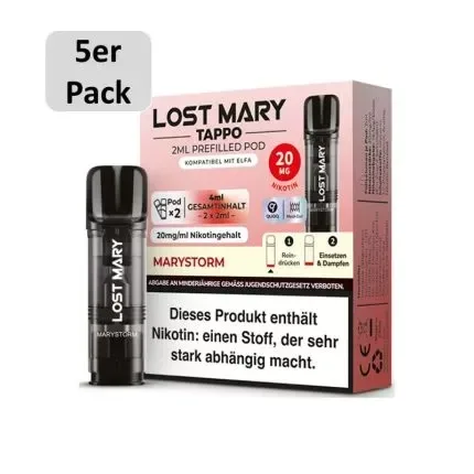 Lost Mary Tappo Prefilled Pods Marystorm 20mg/ml Nikotin – 5er Pack – Stück je 6.80 €