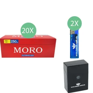 Moro Extra Size Filterhülsen 20 x 250 mit Zigarettenbox