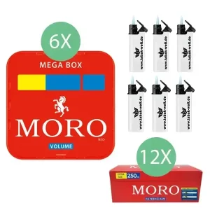 Moro Volumentabak 6 x Mega Box mit 3000 Extra Size Hülsen
