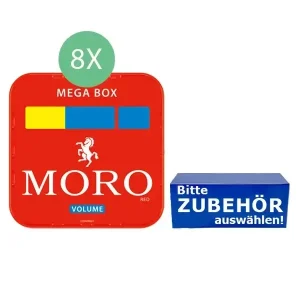 Moro Volumentabak 8 x Mega Box mit wählbarem Zubehör