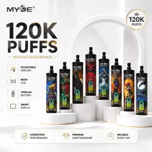 MYDE 120K 120K Züge Einweg E Zigarette Digital Display Wiederaufladbar