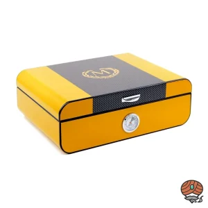 Myon Humidor, Carbon-Design, Racing-Edition GELB, für ca. 25 Zigarren