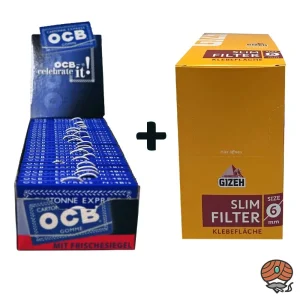 OCB Blau Doppel Blättchen 25 Hefte à 100 Blatt + Gizeh Slim 6mm Filter 20×120 Stück