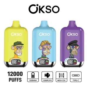 OKSO Digital 12K Züge Einweg E Zigarette Digital Display Wiederaufladbar