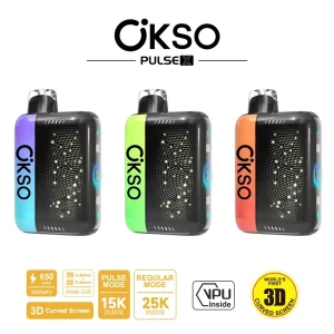 OKSO PULSE X 25K Züge Einweg E Zigarette Dual Mesh Digital Display