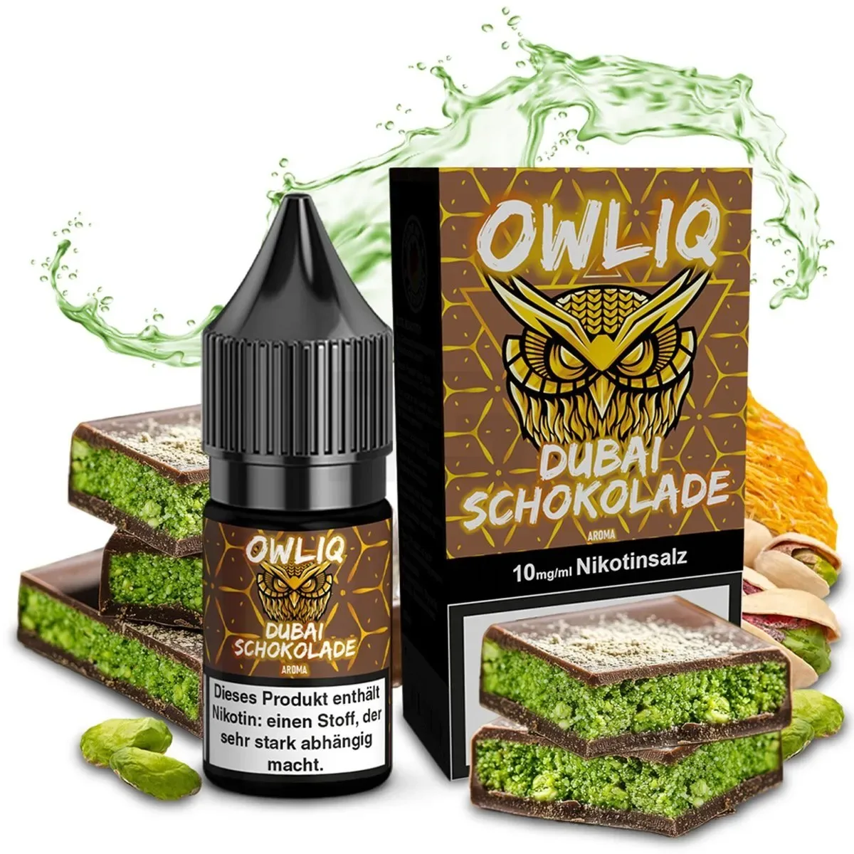 OWLIQ – Dubai Schokolade – Nikotinsalz Liquid – 10ml – 10mg