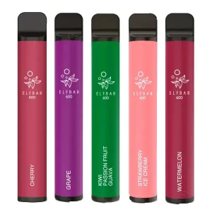 [Paket] ELFBAR 600 Probierpaket Nikotinfrei (Geschmack: Cherry, Grape, Kiwi Passionfruit Guava, Strawberry Ice Cream, Watermelon)
