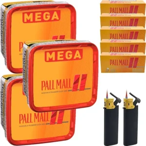 Pall Mall Tabak Allround Red 3 x Mega Box mit 1000 Xtra Red Hülsen