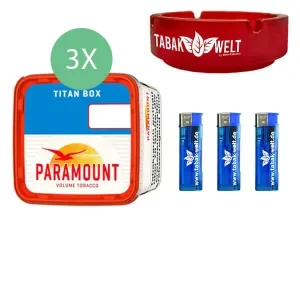 Paramount Volumentabak 3 x Titan Box mit Glasaschenbecher