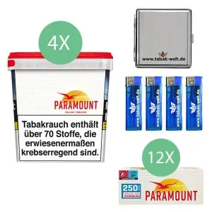 Paramount Volumentabak Red 4 x Giga Box mit 3000 Special Size Red Hülsen
