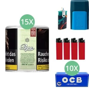 Pepe Bright Green 15 x 80g mit 2000 OCB Hülsen