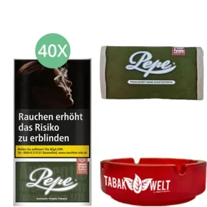 Pepe Dark Green 40 x 30g mit Glasaschenbecher