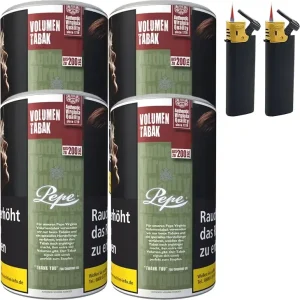 Pepe Rich Green 4 x Dosen mit Sturmfeuerzeugen