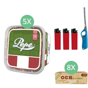 Pepe Rich Green 5 x 170g mit 2000 OCB Hülsen