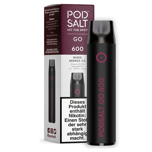 Pod Salt Go 600 Einweg E-Shisha Mixed-Berries-Ice-Aroma 20mg