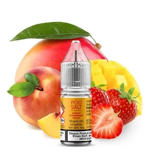 Pod Salt – X – Mango Strawberry Peach – Nikotinsalz Liquid – 10ml – 10mg/ml