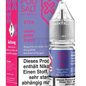 Pod Salt – Xtra – Grape Berry Burst – Nikotinsalz-Liquid – 10ml – 20mg