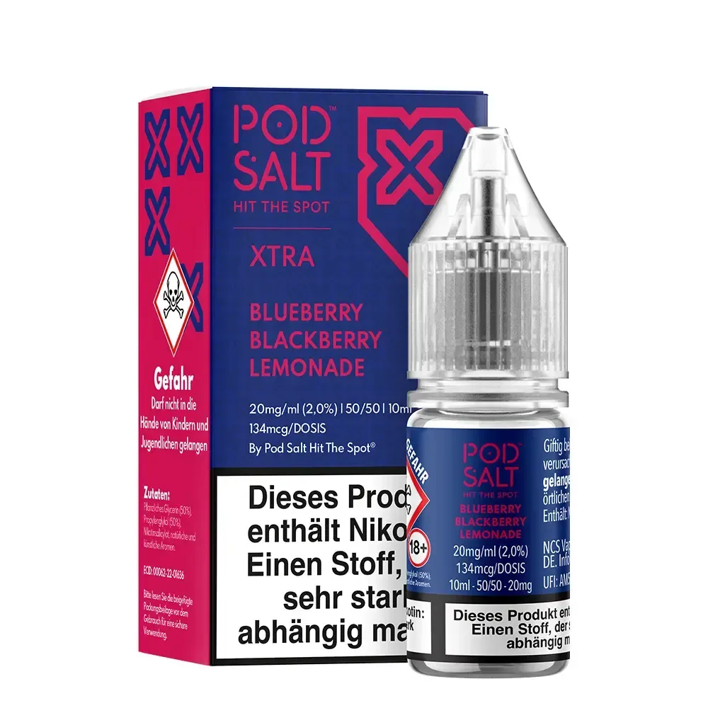 Pod Salt Xtra Nikotinsalz – Blueberry Blackberry Lemonade – Liquid 20mg 10ml