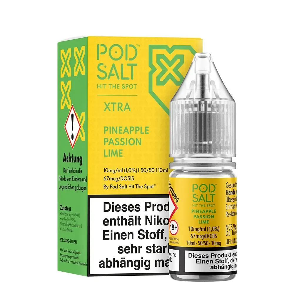 Pod Salt Xtra Nikotinsalz – Pineapple Passion Lime – Liquid 10mg 10ml