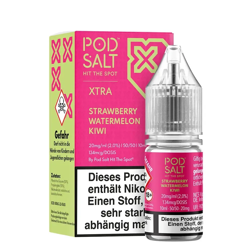 Pod Salt Xtra Nikotinsalz – Strawberry Watermelon Kiwi – Liquid 20mg 10ml