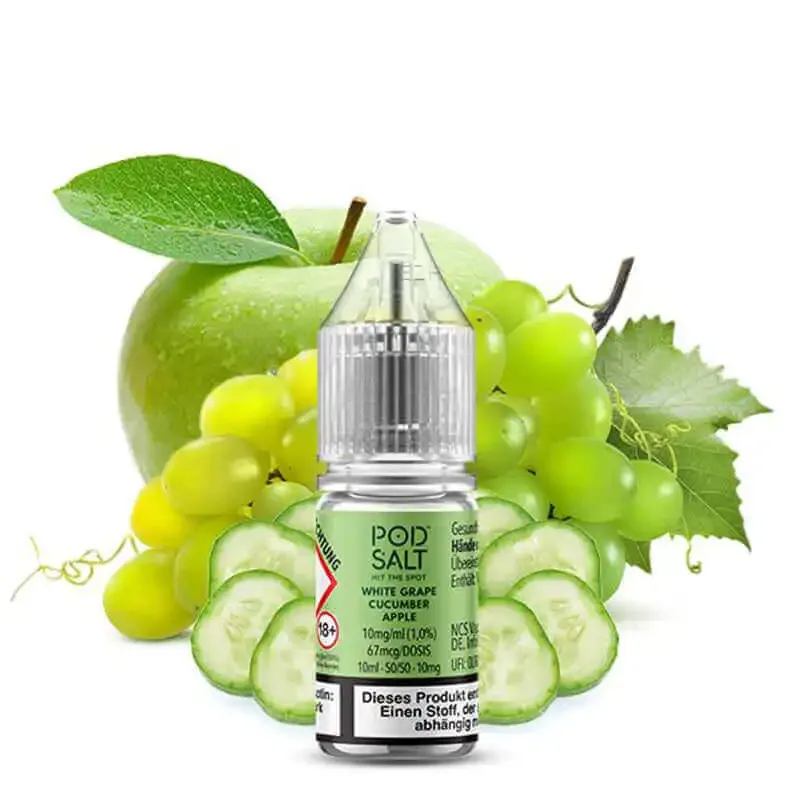 POD SALT XTRA – White Grape Cucumber – Apple Liquid 10 ml