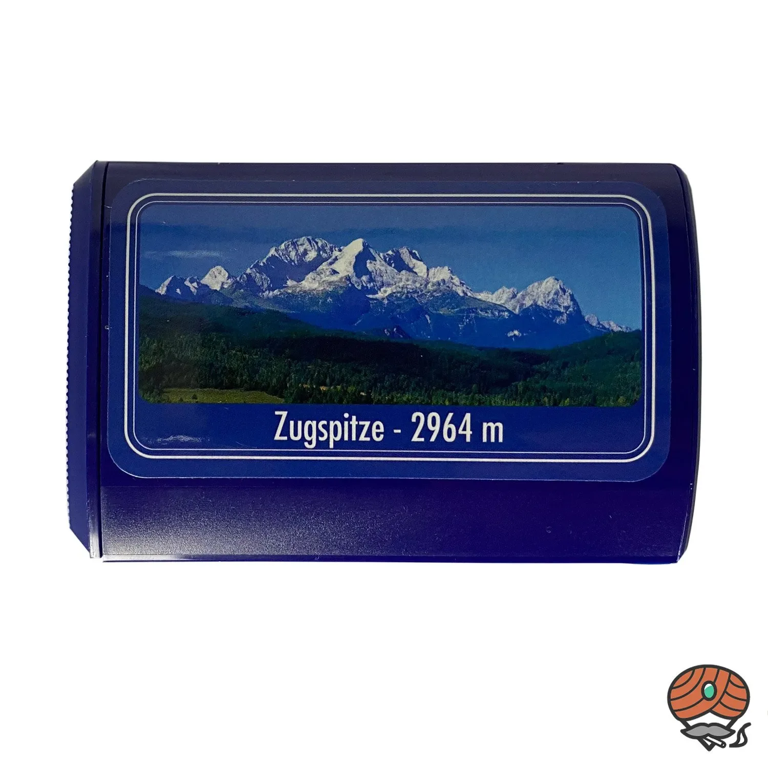 Pöschl Schnupftabakdose, blau, mit Motiv: Zugspitze