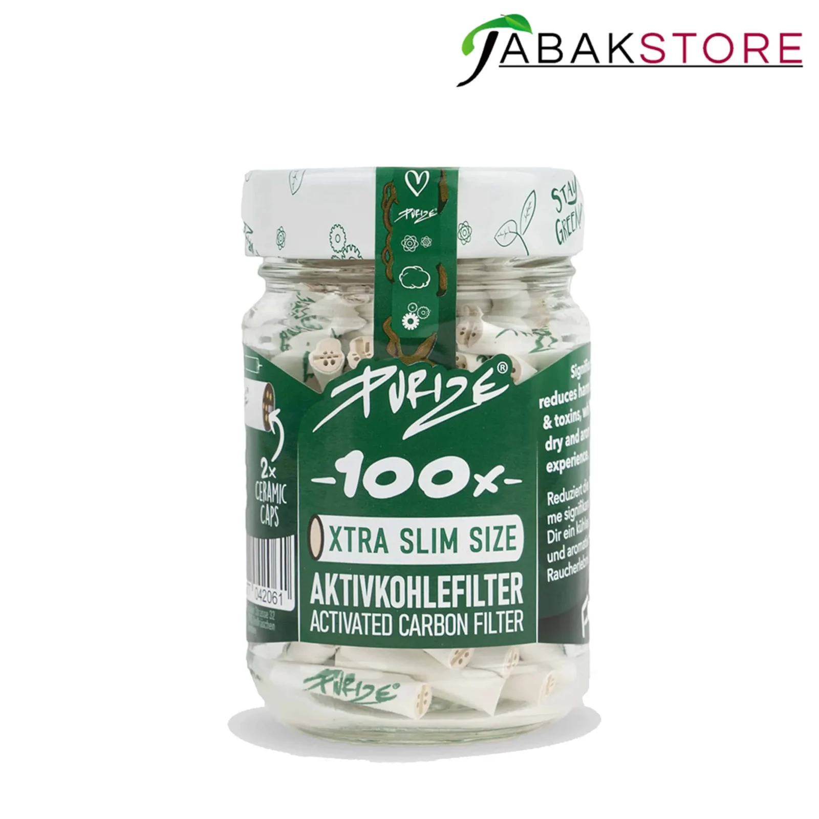 Purize Aktivkohlefilter Weiß 5,9mm | 100x Filter | Glas